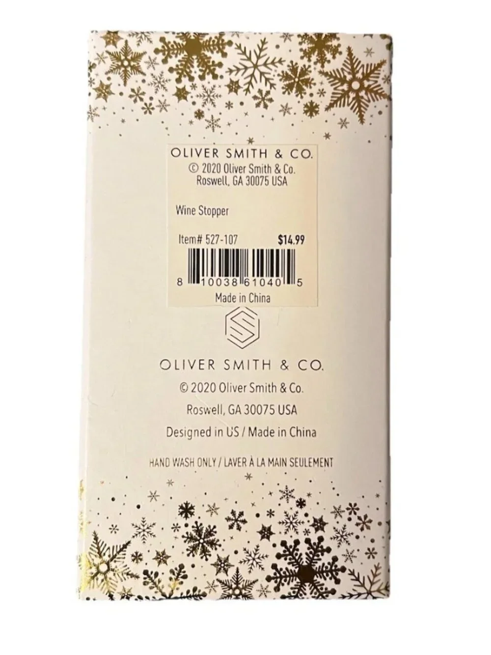 NEW Oliver & Smith Merry & Bright Wine Bottle Stopper